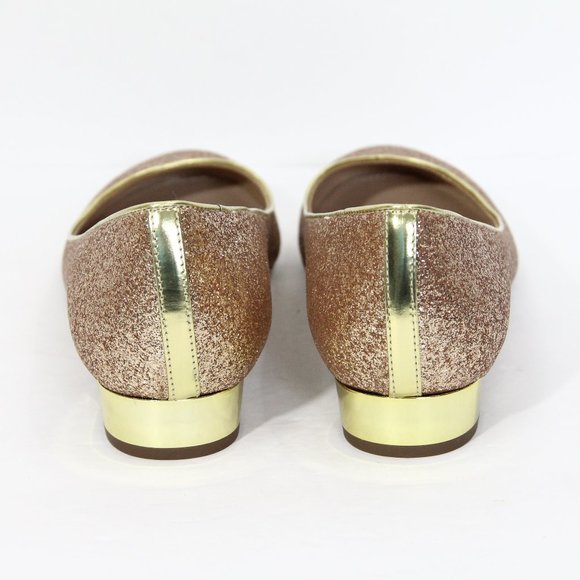 J Crew Janey Glitter Ballet Flats sz 9 NEW Gold - Picture 6 of 8